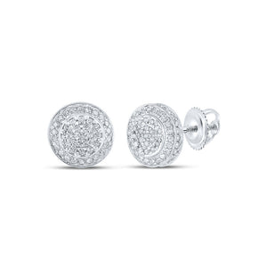 10kt White Gold Womens Round Diamond Cluster Earrings 1/3 Cttw