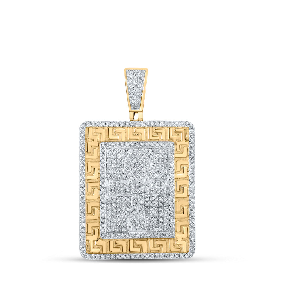 10kt Yellow Gold Mens Round Diamond Charm Pendant 1 Cttw