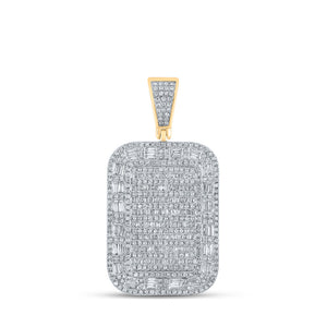 10kt Yellow Gold Mens Round Diamond Rectangle Charm Pendant 2 Cttw