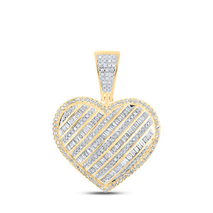 10kt Yellow Gold Womens Round Diamond Heart Pendant 1 Cttw