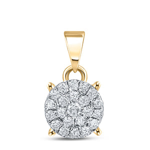 10kt Yellow Gold Womens Round Diamond Cluster Pendant 1/6 Cttw