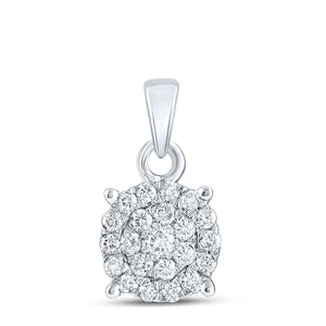 10kt White Gold Womens Round Diamond Cluster Pendant 1/4 Cttw