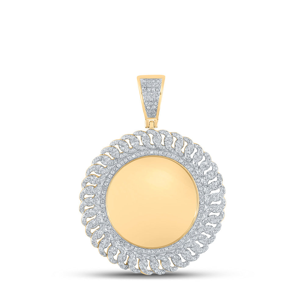 10kt Yellow Gold Mens Round Diamond Memory Circle Charm Pendant 1 Cttw