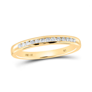 14kt Yellow Gold Womens Round Diamond Wedding Single Row Band 1/6 Cttw