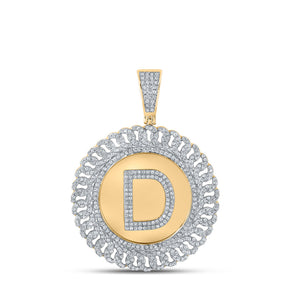 10kt Yellow Gold Mens Round Diamond D Letter Charm Pendant 1-1/4 Cttw