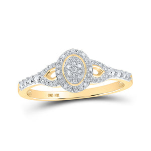 10kt Yellow Gold Womens Round Diamond Oval Ring 1/10 Cttw