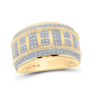 10kt Yellow Gold Mens Round Diamond Band Ring 1/3 Cttw