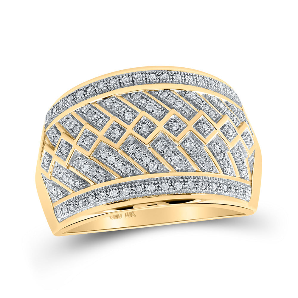 10kt Yellow Gold Mens Round Diamond Band Ring 1/3 Cttw