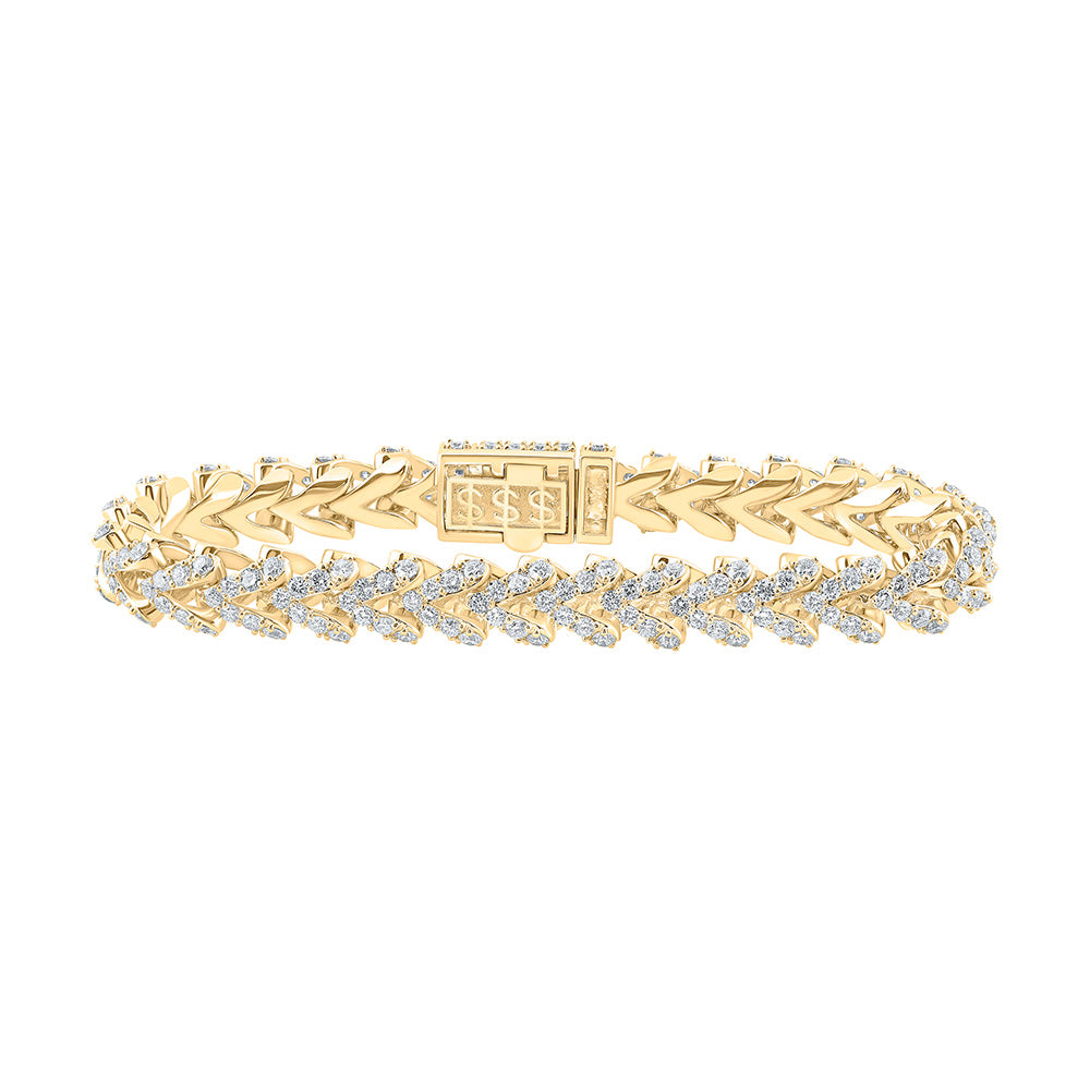 10kt Yellow Gold Mens Round Diamond Franco Link Bracelet 14 Cttw