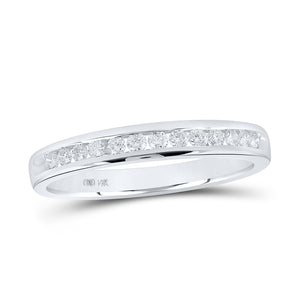 14kt White Gold Womens Round Diamond Wedding Single Row Band 1/4 Cttw