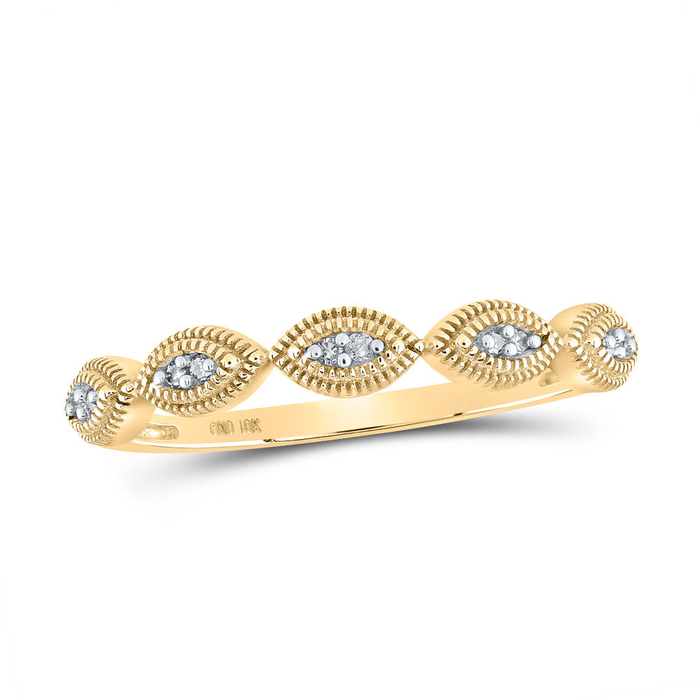 10kt Yellow Gold Womens Round Diamond Band Ring 1/20 Cttw