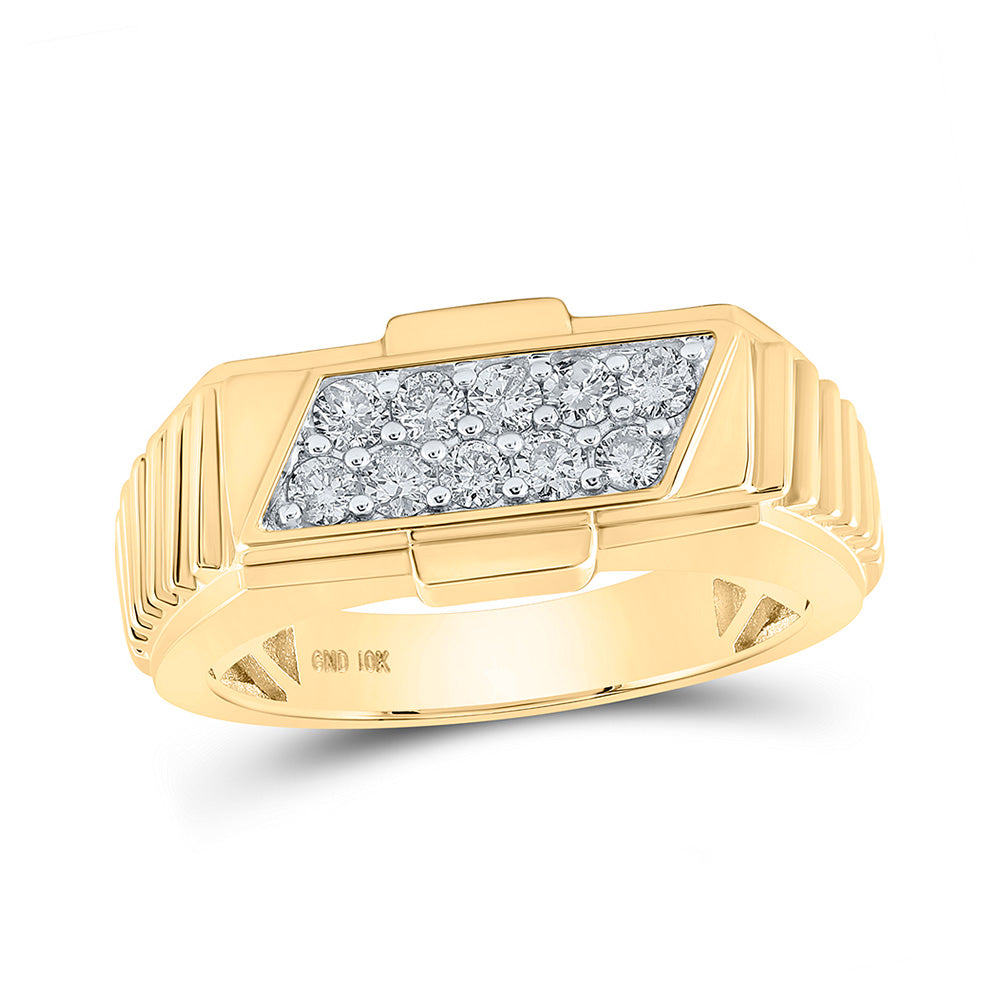 10kt Yellow Gold Mens Round Diamond Band Ring 1/2 Cttw