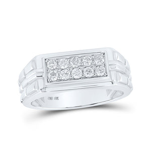 10kt White Gold Mens Round Diamond Band Ring 1/2 Cttw