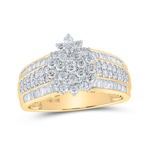 10kt Yellow Gold Womens Round Diamond Cluster Ring 1 Cttw