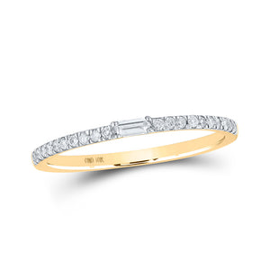 10kt Yellow Gold Womens Baguette Diamond Band Ring 1/6 Cttw