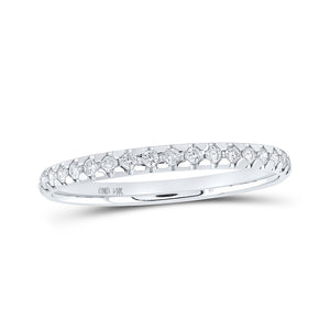 14kt White Gold Womens Round Diamond Machine-set Band Ring 1/6 Cttw