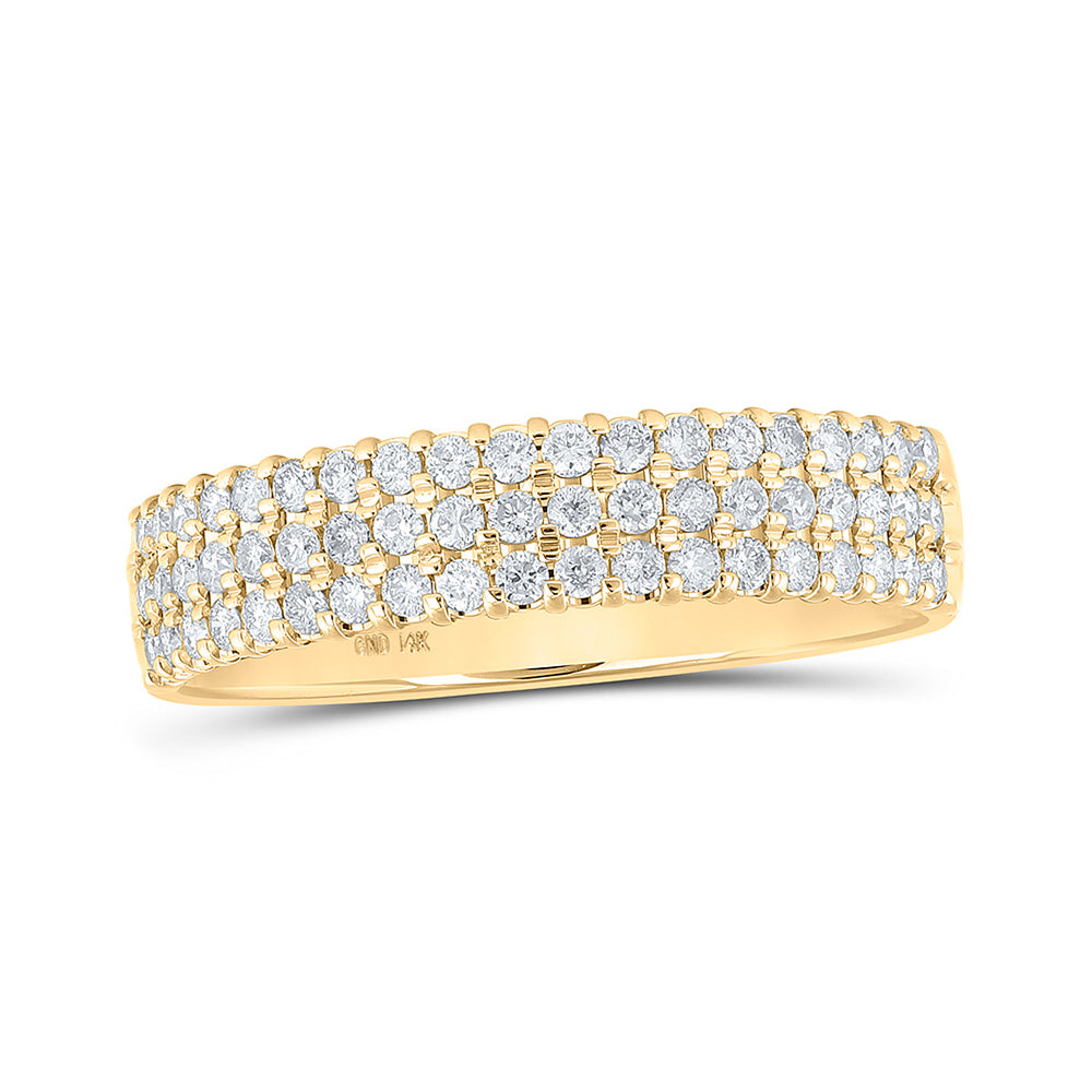 14kt Yellow Gold Womens Round Diamond Pave Band Ring 1/2 Cttw