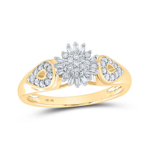 10kt Yellow Gold Womens Round Diamond Cluster Ring 1/4 Cttw