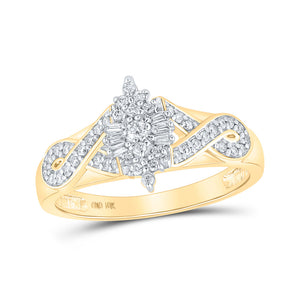 10kt Yellow Gold Womens Round Diamond Cluster Ring 1/4 Cttw