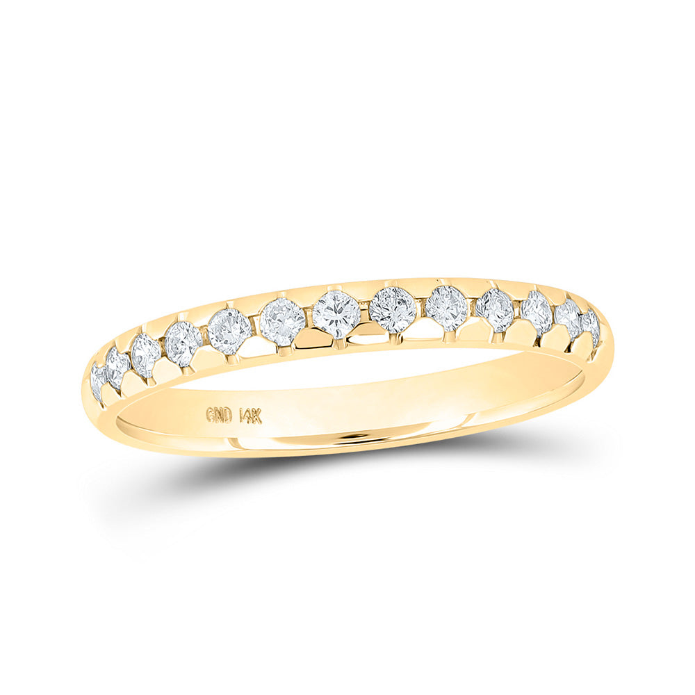 14kt Yellow Gold Womens Round Diamond Single Row Band Ring 1/4 Cttw