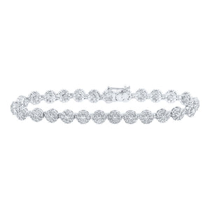 10kt White Gold Womens Round Diamond Fashion Bracelet 4-3/4 Cttw