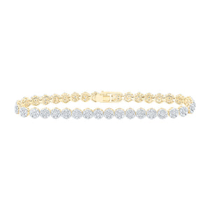 10kt Yellow Gold Womens Round Diamond Fashion Bracelet 4-3/8 Cttw