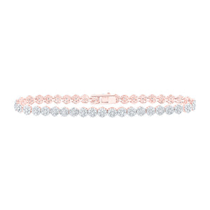 10kt Rose Gold Womens Round Diamond Fashion Bracelet 3-1/5 Cttw