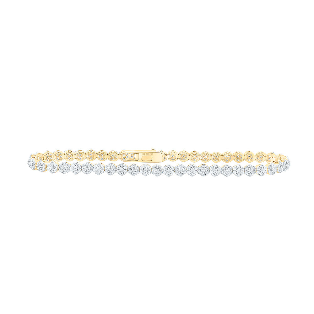 10kt Yellow Gold Womens Round Diamond Fashion Bracelet 2-1/5 Cttw