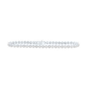 10kt White Gold Womens Round Diamond Fashion Bracelet 2-1/5 Cttw