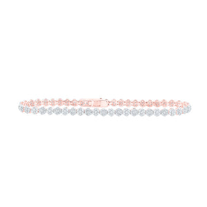 10kt Rose Gold Womens Round Diamond Fashion Bracelet 2-1/5 Cttw