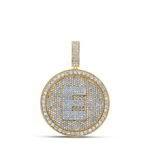 10kt Two-tone Gold Mens Round Diamond Letter E Circle Charm Pendant 4 Cttw