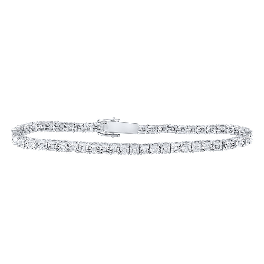 Sterling Silver Womens Round Diamond Fashion Bracelet 1/2 Cttw