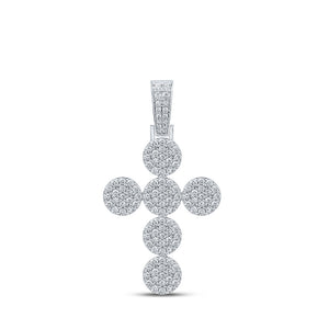 10kt White Gold Mens Round Diamond Cross Charm Pendant 2 Cttw