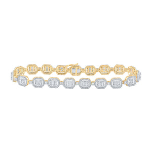 10kt Yellow Gold Mens Baguette Diamond 8.5-inch Link Bracelet 4-1/2 Cttw