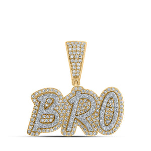 10kt Yellow Gold Mens Round Diamond BRO Charm Pendant 5/8 Cttw