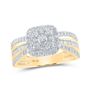 10kt Yellow Gold Womens Round Diamond Square Ring 1 Cttw