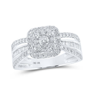 10kt White Gold Womens Round Diamond Square Ring 1 Cttw