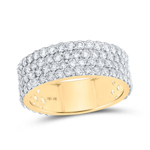 10kt Yellow Gold Mens Round Diamond 4-Row Pave Band Ring 3-3/8 Cttw