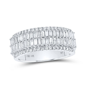 10kt White Gold Mens Baguette Diamond Band Ring 1-1/3 Cttw