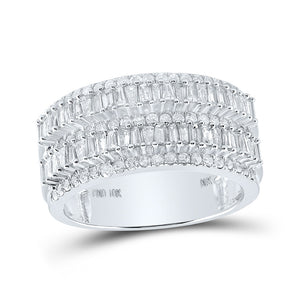 10kt White Gold Mens Round Diamond Band Ring 1-1/2 Cttw