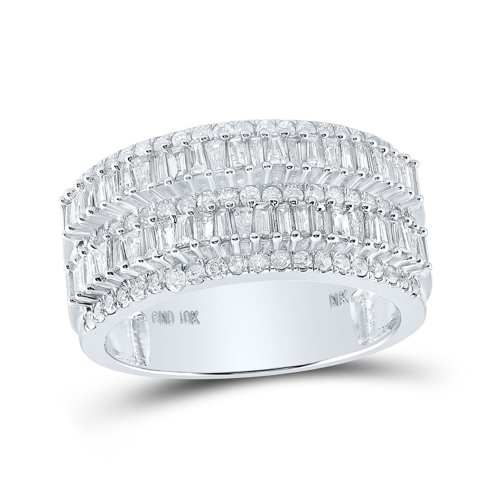 10kt White Gold Mens Round Diamond Band Ring 1-1/2 Cttw