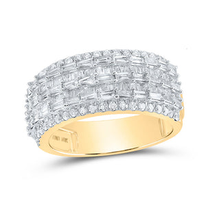 10kt Yellow Gold Mens Baguette Diamond Round Band Ring 1-3/4 Cttw