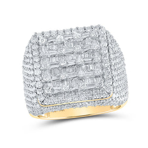 10kt Yellow Gold Mens Baguette Diamond Square Ring 4-5/8 Cttw