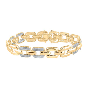 10kt Yellow Gold Mens Round Diamond Anchor Link Bracelet 1 Cttw