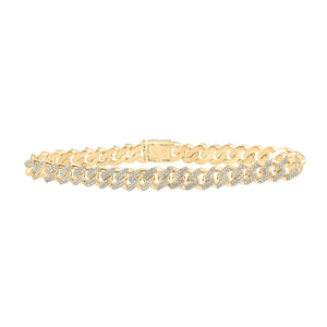 14kt Yellow Gold Mens Round Diamond Cuban Link Bracelet 3-3/4 Cttw