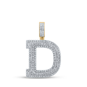 14kt Yellow Gold Mens Round Diamond D Initial Letter Charm Pendant 1-7/8 Cttw