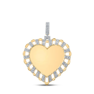 14kt Yellow Gold Mens Round Diamond Memory Heart Charm Pendant 7/8 Cttw