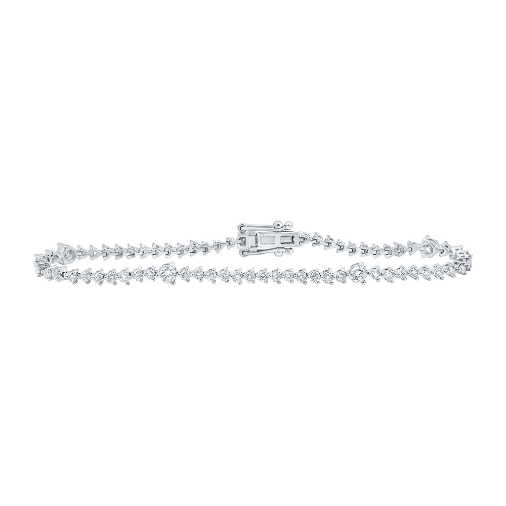 14kt White Gold Womens Round Diamond Tennis Bracelet 2-5/8 Cttw