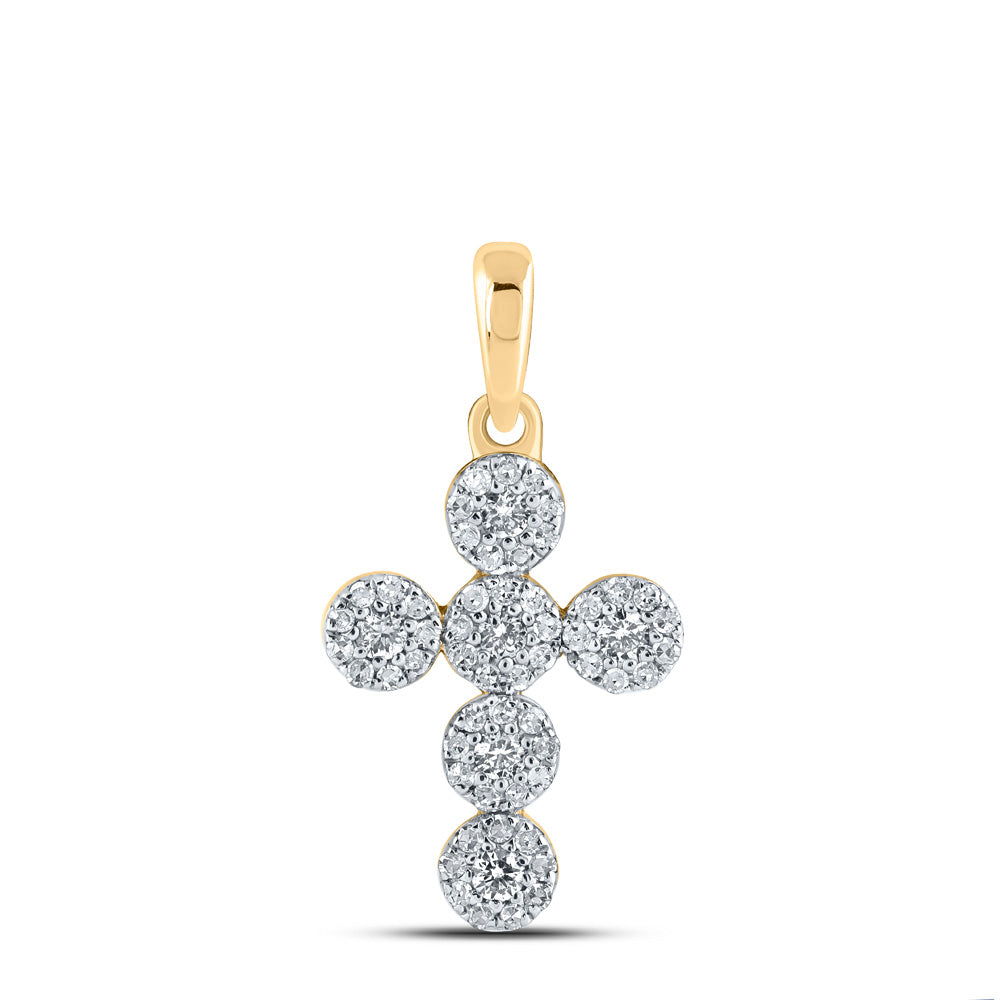 10kt Yellow Gold Womens Round Diamond Cross Pendant 1/4 Cttw