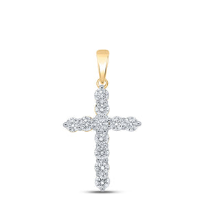 10kt Yellow Gold Womens Round Diamond Cross Pendant 1-1/2 Cttw